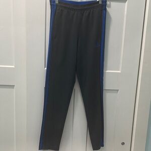 Adidas Dark Gray Pants with Vibrant Blue Accents